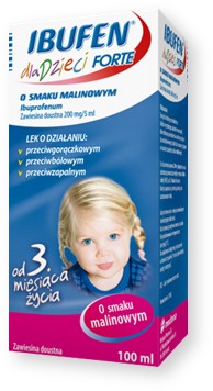 Ibufen dla dzieci FORTE o smaku malinowym, 100 ml