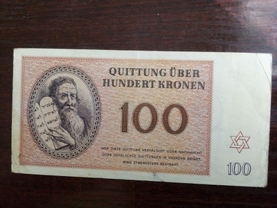Banknot 100 koron getto Terezin
