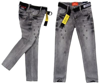 szare SPODNIE elastyczny jeans 930 SECURITY 16Y no
