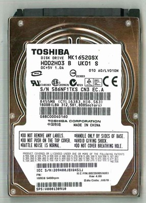 Dysk 160GB 5400RPM TOSHIBA MK1652GSX 2,5" FV