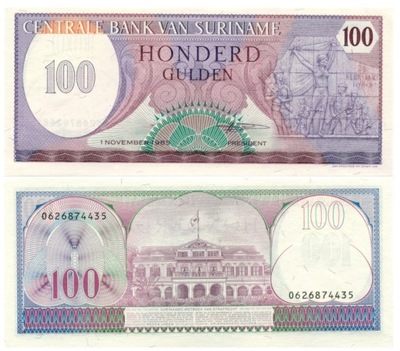 SURINAM 100 GULDENÓW 1985 P-128b UNC