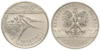 20000 ZŁ JASKÓŁKI 1993 MONETA KOLEKCJONERSKA