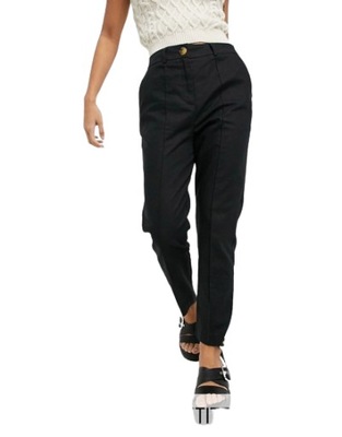 Czarne lniane spodnie typu cygaretki 34
