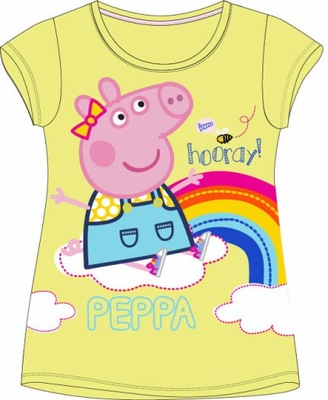 104 (4) Bluzka T-shirt PEPPA krótki rękaw licencja Lato żółta