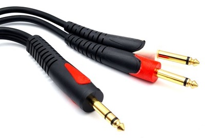 Przewód jack 6,3 stereo/ 2x jack 6,3 mono 1,5m