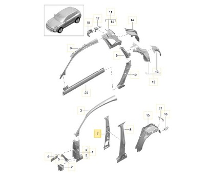 PILAR B DERECHA PORSCHE MACAN 95B809444YGRV  