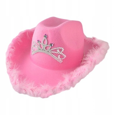 Różowy kowbojski kapelusz kowbojski z koroną z