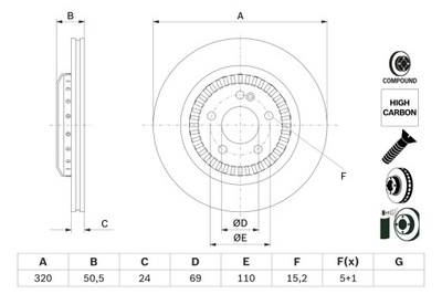 BOSCH 0 986 479 H13 ДИСК ТОРМОЗНОЙ