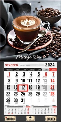 KALENDARZ 2024 TRÓJDZIELNY JEDNODZIELNY MINI Z MAGNESEM KAWA CAFFE ESPRESSO