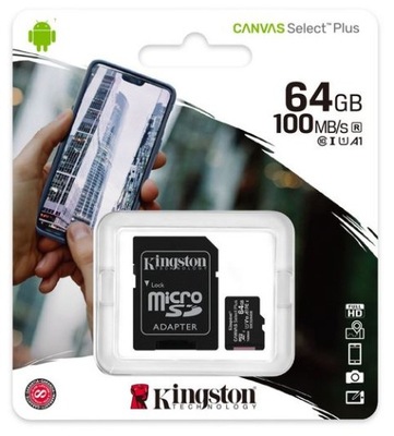 Karta pamięci KINGSTON 64 GB z adapterem Class 10