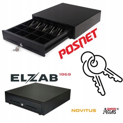 SZUFLADA KASOWA 410 DUŻA POSNET NOVITUS ELZAB KLUCZYKI KASETKA PIENIĄDZE