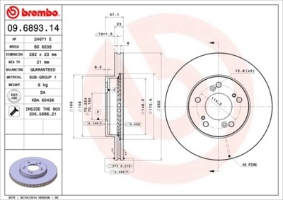 DISC BRAKE FRONT UV ACURA/HONDA  