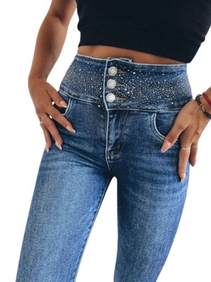 NEW M.Sara diamenciki GRANATOWE jeansy spodnie S