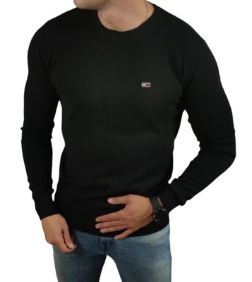 Sweter męski czarny Tommy Jeans DM0DM07191 BDS BLACK - XXL