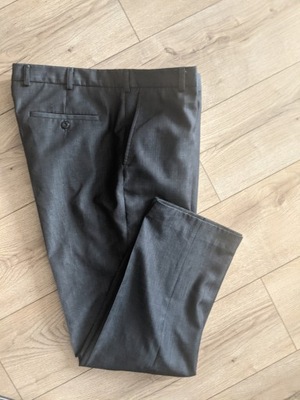 Spodnie męskie XL grafit garniturowe materiał kant jNowe pas98
