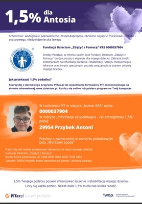 wirtualna cegiełka dla Antosia rehabilitacja