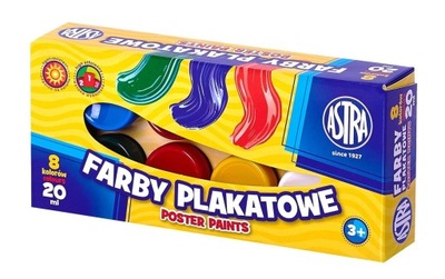 Farby plakatowe Astra 8 kolorów - 20 ml