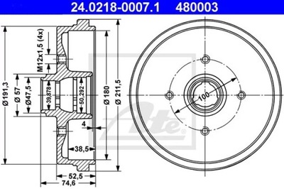 24.0218-0007.1 БАРАБАН HAM.AUDI SEAT VW