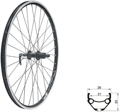 Koło tylne KLS DRAFT V-brake R, 26", black