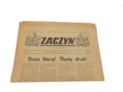gazeta ZACZYN 1938 rok