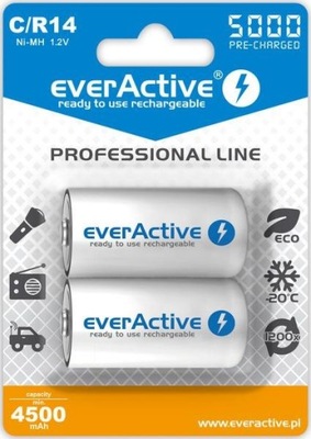 Akumulatorki C / R14 everActive Ni-MH Ni-MH 5000 mAh Professional line (box