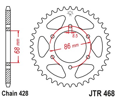 ЗУБЧАТКА ЗАДНЯЯ СТАЛЬНОЙ JTR468-46 46Z РАЗМЕР 428