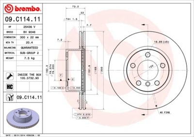 DISCOS DE FRENADO PARTE DELANTERA BREMBO 09.C114.11 09C11411  