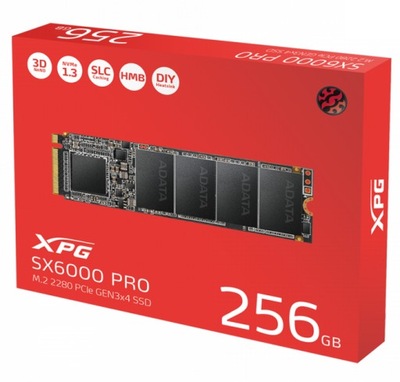 Adata Dysk XPG SX6000 Pro 256GB M.2 2280 PCIe GEN3x4 NVMe 1.3 SSD