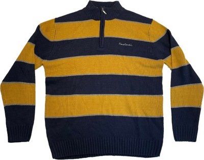 Sweter marki PIERRE CARDIN L musztardowy w paski okazja cenowa T11
