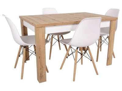 KUCHNIA zestaw stół rozkładany i 4 krzesła białe