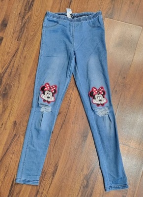 -- Spodnie CALZEDONIA jeansy, Myszka Mickey * niebieskie * R11/12 * bdb