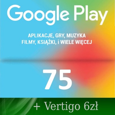 Google Play 75 zł Karta Kod Doładowanie Android