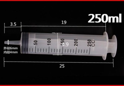 250 ml rysik Strzykawka l Strzykawka o dużym pojem