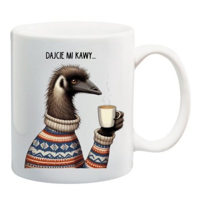 Kubek dajcie mi kawy emu i kawa struś barista miłośnicy kawy