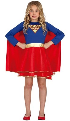 Strój Super Girl SuperGirl Bohaterki z Pelerną Dziewczyny rozm. 125-135 cm.