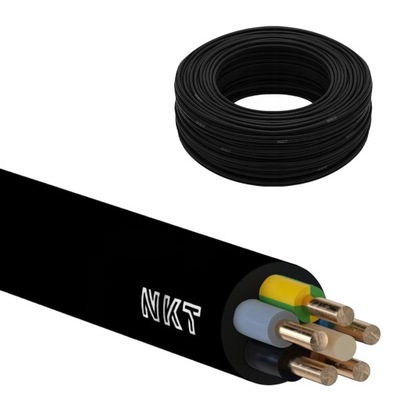 Kabel ziemny przewód czarny YKY 5x6 NKT - 1m