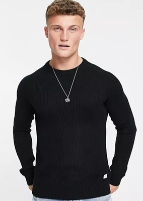 JACK & JONES SWETER MĘSKI CZARNY BASIC M 1VAI