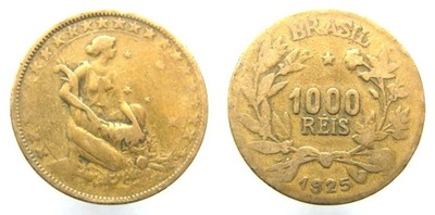 3651. BRAZYLIA, 1000 REIS, 1925 ŚR. 26,8mm