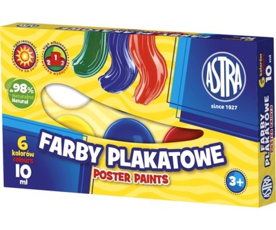 Farby plakatowe Astra 6 kolorów 10 ml