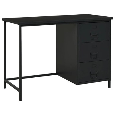 Industrialne biurko z szufladami, czarne, 105x52x7