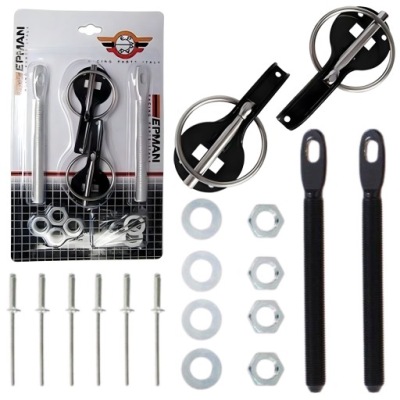 Защёлки капот epman black чёрные drift kjs алюминий do автомобиля + наклейка firmowa dabtuner фото №1