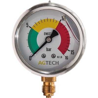 MANOMETR GLICERYNOWY 0-16 BAR Z РІЗЬБОЮ 1/4