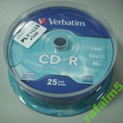 Płyta VERBATIM CD-R x52 700MB 80minut 25 EXTRA PR
