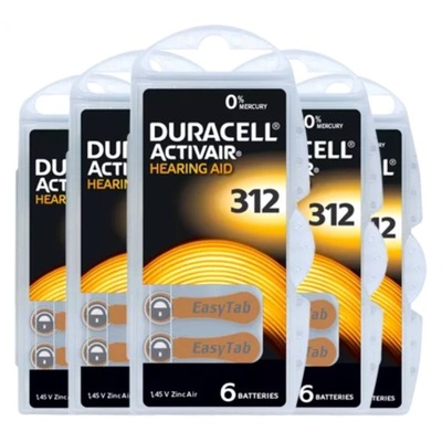 30x BATERIE DURACELL DO APARATÓW SŁUCHOWYCH 312 PR