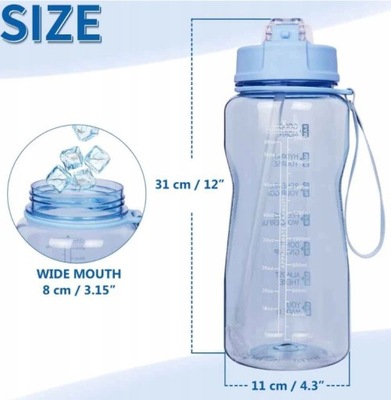 Sportowa butelka na wodę 2L ze słomką