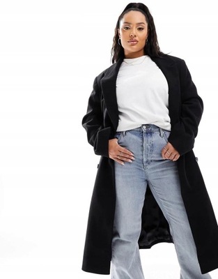 Asos Curve aaq DWURZĘDOWY PŁASZCZ CZARNY KLASYCZNY 50