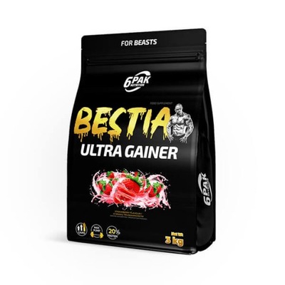 BESTIA ULTRA GAINER 6PAK Nutrition 3000 g proszek smak truskawkowy