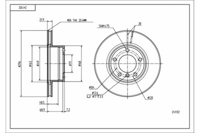 DISCOS DE FRENADO 2SZT. PARTE DELANTERA BMW 5 E39 MALOWANE HART  