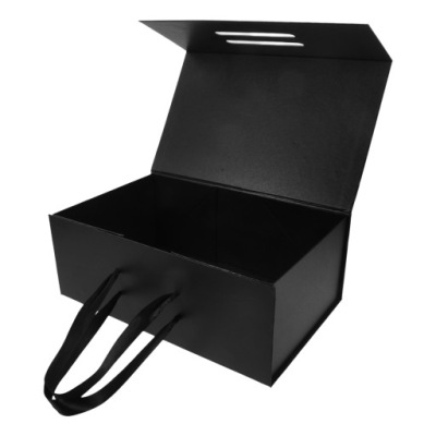 CZARNE PUDEŁKO PREZENTOWE Z ZAMKNIĘCIEM MAGNETYCZNYM, SKŁADANE