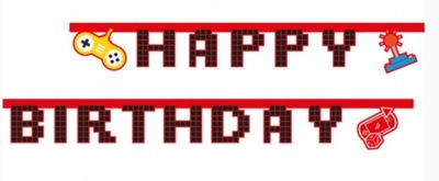 Baner Happy Birthday Game Gaming Party Urodziny